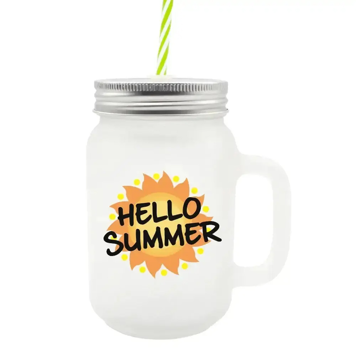Mason Cup with Straw Frosted