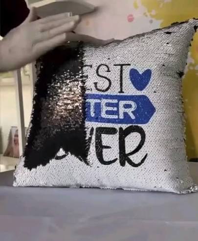 BLACK Sequin  PILLOW DOUBLE SIDE PRINTING