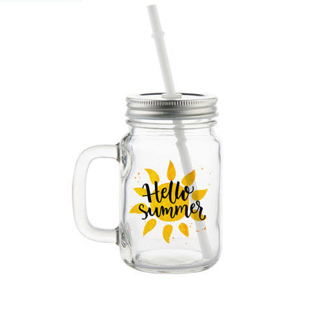 Mason Cup with Straw Transparent