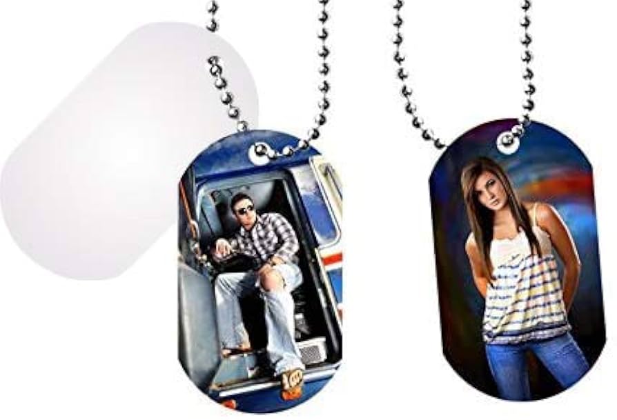 1mm Doble side military tag + round bead chain
