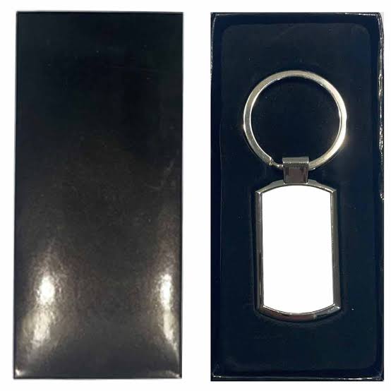 Small Round Rectangle Metal Keychain