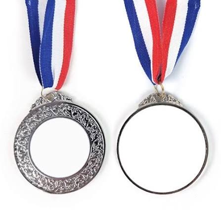 Alloy double sides silver medal,zinc alloy,φ6.5*0.5cm