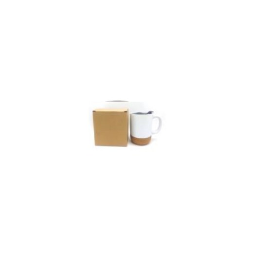 Wooden pedestal Ceramic mug white Φ8.7×H10.9cm