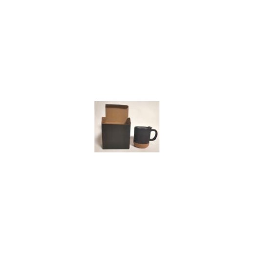 Wooden pedestal Ceramic mug BLACK Φ8.7×H10.9cm