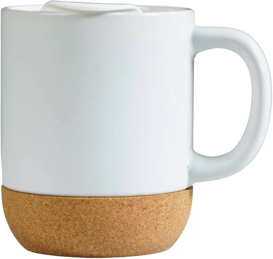 Wooden pedestal Ceramic mug white Φ8.7×H10.9cm
