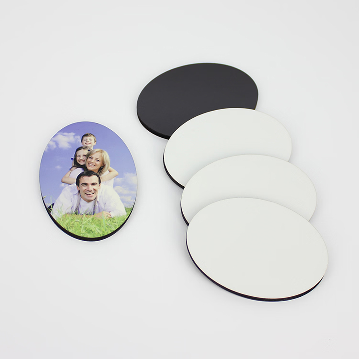 White aluminum largeOVAL refrigerator sticker 45mm*58mm