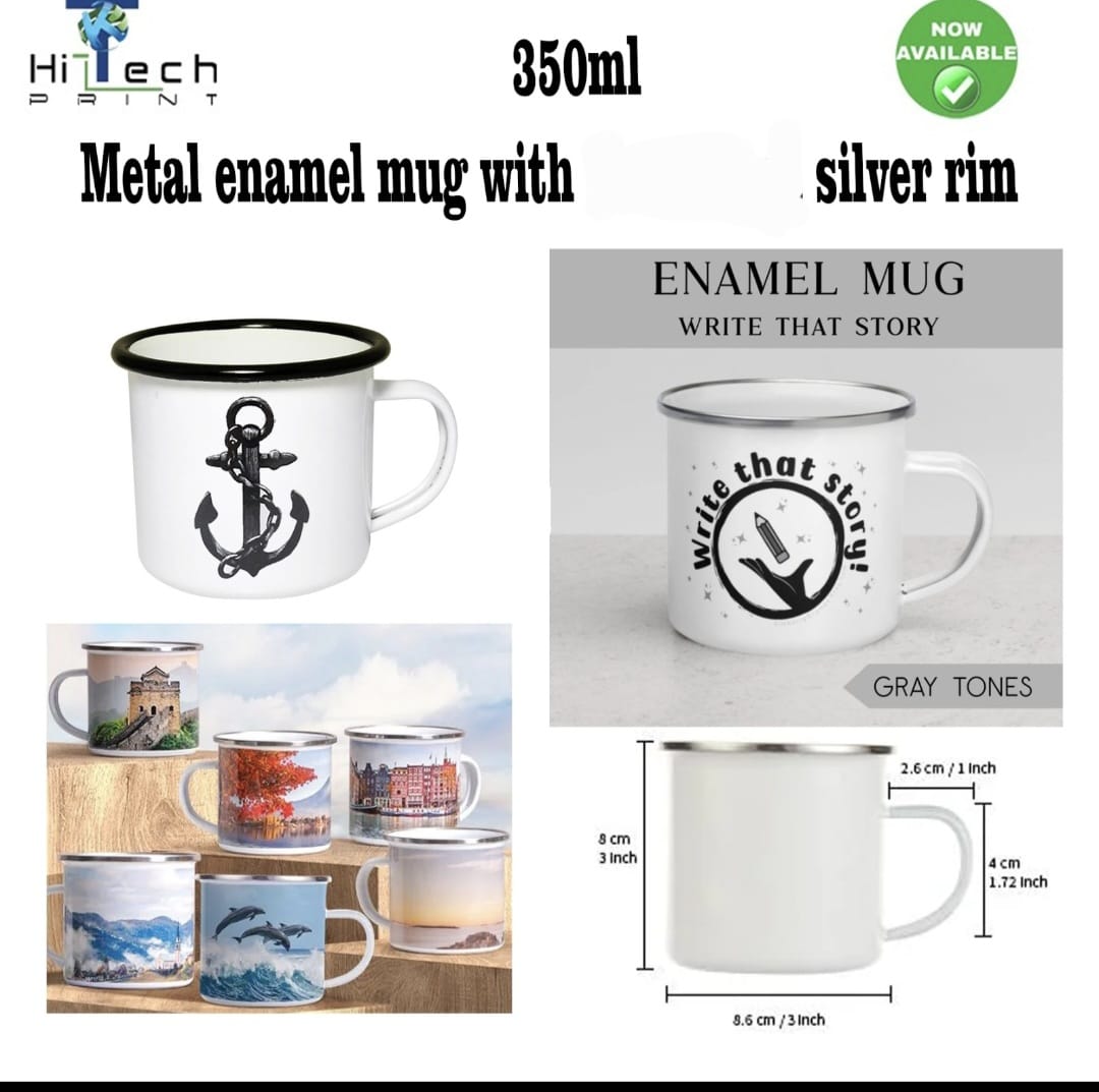 350ml Hemming Enamel mug 8*8cm